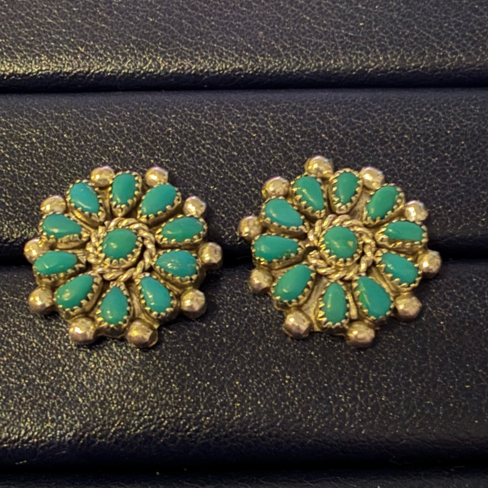 Elegant Turquoise and Navajo Sterling silver earrings